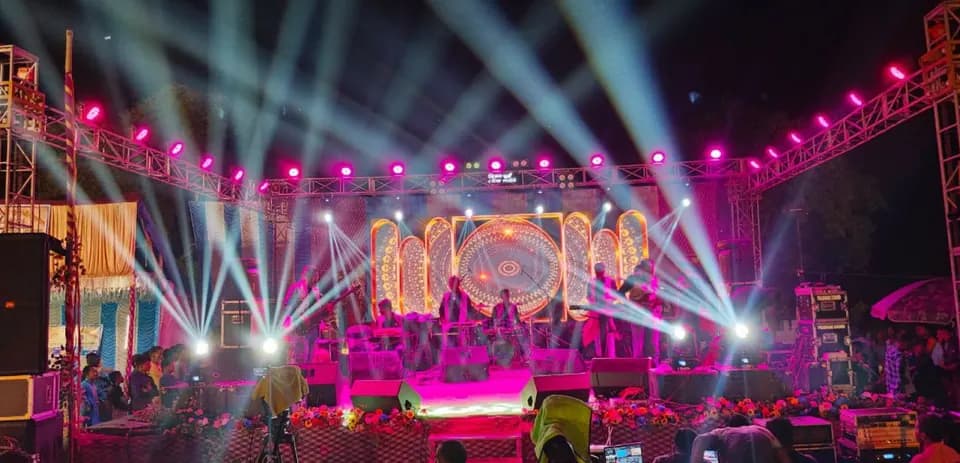 Steel truss setup inside factory